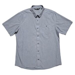 Travis Mathew Studebaker Short Sleeve Button Up Shirt Gray Mens Medium Geometric